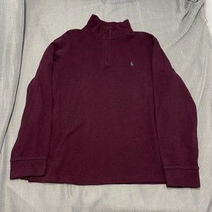 Polo Ralph Lauren 1/4 Zip Sweater Burgundy Estate Rib Pullover Mens Size Medium